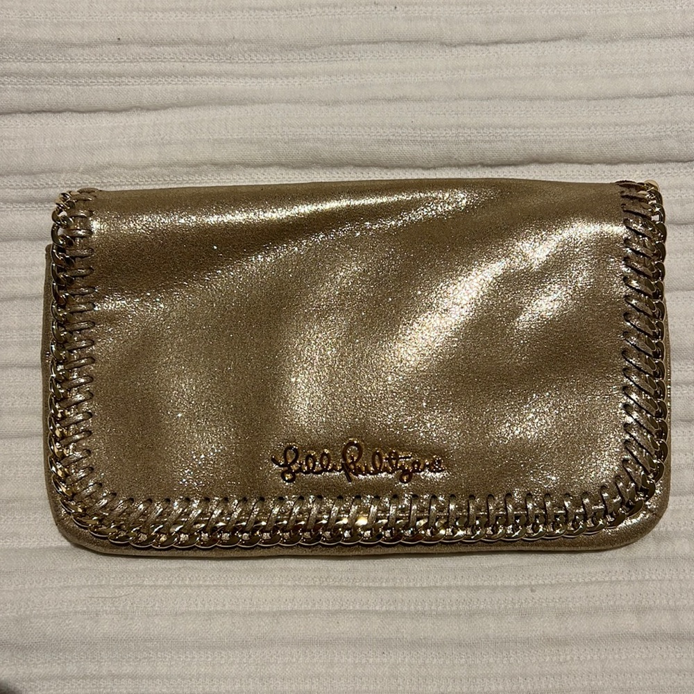 NWT Lilly Pulitzer Gold Crush Clutxh
